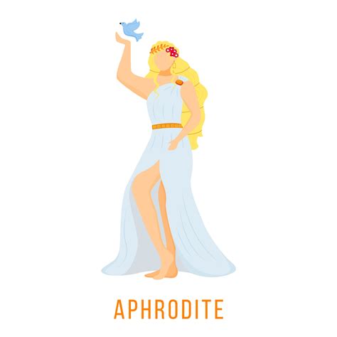 Aphrodite flat vector illustration. Ancient Greek deity. Goddess of love, beauty and eternal ...