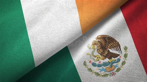 Ireland and Mexico Two Flags Textile Cloth, Fabric Texture Stock ...