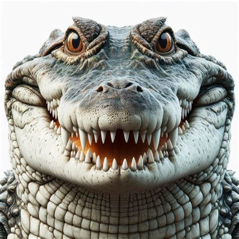 Premium Photo | Photorealistic portrait of a crocodile with a big teeth smile and huge eyes on a ...