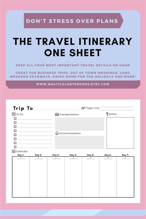 Fillable Itinerary Template Disney | Calendar Template Printable