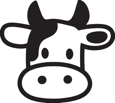 Premium Vector | Black and white picture of a cow's face.