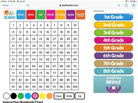 Interactive Hundreds Chart | Toy Theater | Help teaching, Teaching counting, Hundreds chart