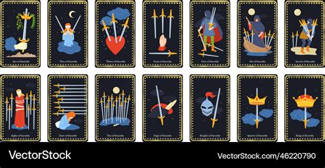 Minor arcana swords tarot cards occult king Vector Image