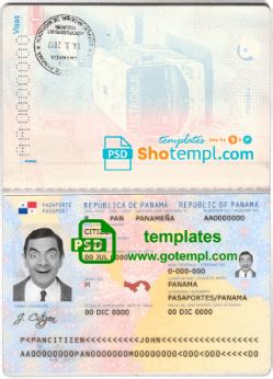 Panama passport template in PSD format