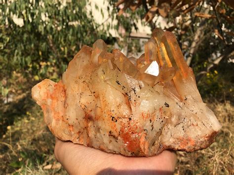 Top Large Raw Yellow Crystal Cluster/Black Quartz | Etsy