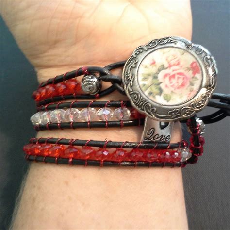 Leather beaded bracelet by Silverlaced14 on Etsy