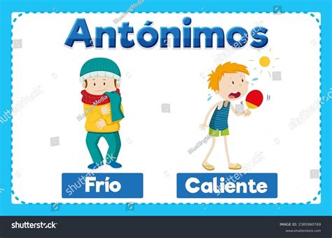 Illustrated Word Card Antonyms Frio Caliente Stock Vector (Royalty Free) 2385960769 | Shutterstock