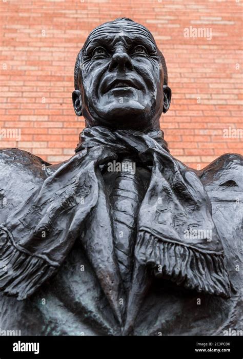 Close up of the Bill Shankly statue at Anfield stadium in Liverpool ...