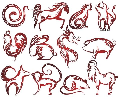 Chinese zodiac signs design set Stock Vector by ©Ksyshakiss 169234948