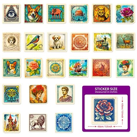 50Pcs Vintage Stamp Stickers - Wholesale Stickers