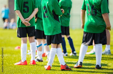 Reserve Soccer Players on a Team Bench. Teenagers Boys Playing Soccer ...