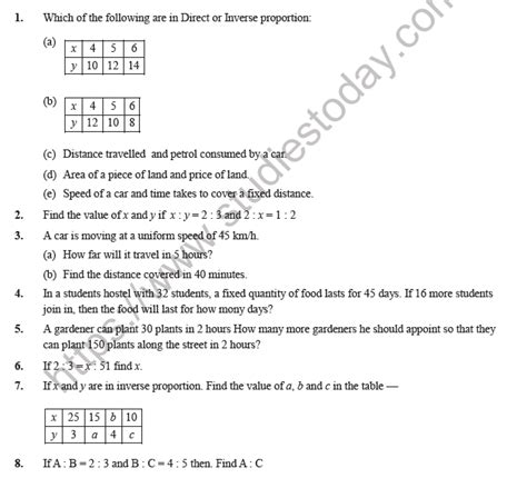 Ratio And Proportion Word Problems Worksheet With Answers Pdf - inspiredeck