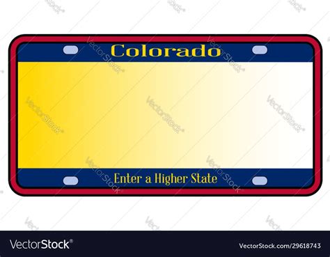 Blank colorado state license plate Royalty Free Vector Image