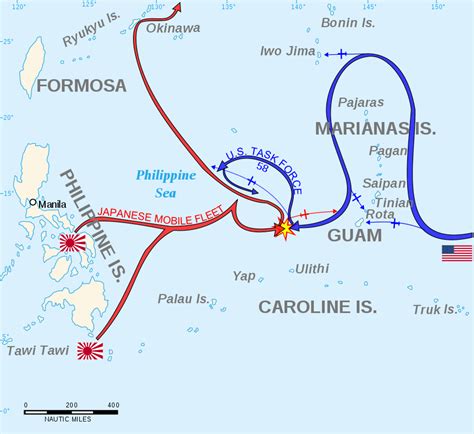 Map of Battle of the Philippine Sea | Wwii maps, Wwii history, Battle