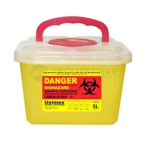 Unimex Sharps Disposal Container, 5L Carry Type – Progressive Medical Corporation