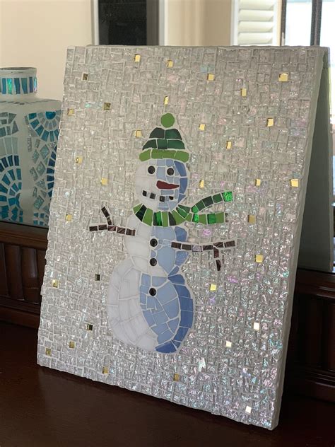 Beautiful snowman stained glass mosaic for Christmas ready to | Etsy ...