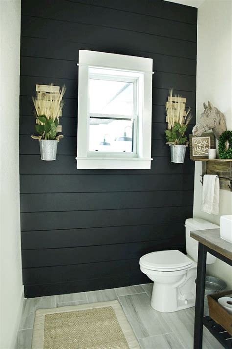 Classic & Cool Half Bathroom Ideas | Bathroom farmhouse style, Black shiplap bathroom, Shiplap ...