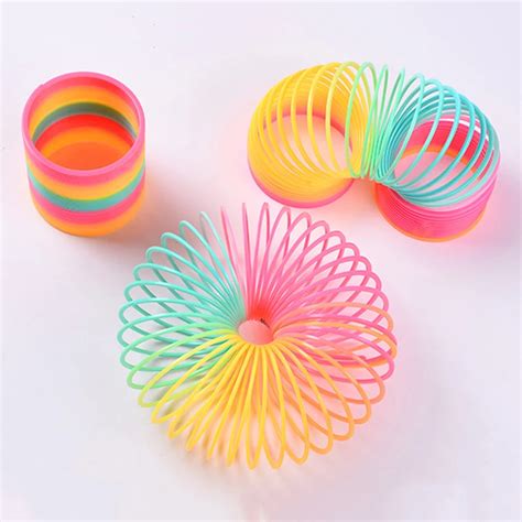 8.7*9cm Large Magic Plastic Slinky Rainbow Spring Kids Toy Colorful ...