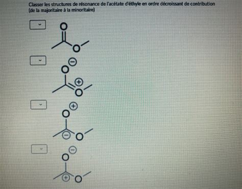 Solved classify the resonance structures of ethyl acetate | Chegg.com