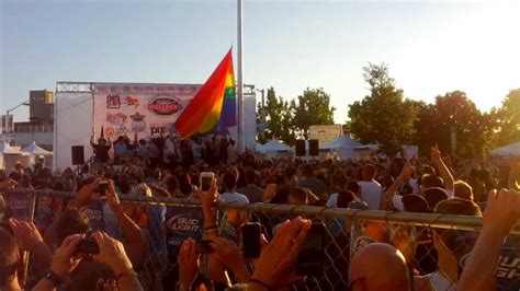 Raising the Hillcrest San Diego LGBT Pride flag 7/20/2012 - YouTube