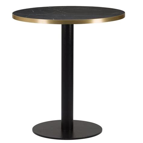 a black and gold table with a round base