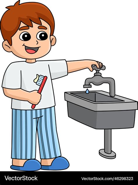 Boy conserving water cartoon colored clipart Vector Image