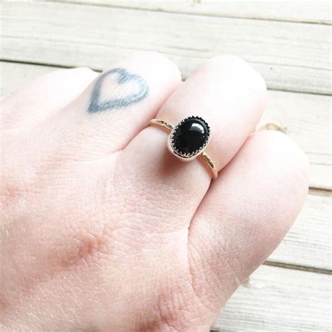 Black Obsidian Ring Black Obsidian Gold Filled Ring Mixed | Etsy | Black obsidian ring, Obsidian ...