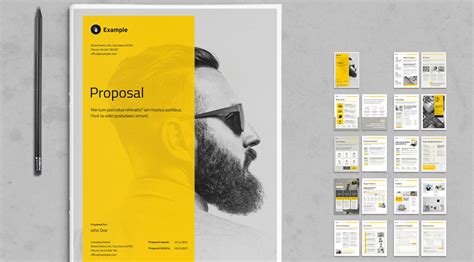 A Business Proposal Template with Yellow and Gray Accents for Adobe ...