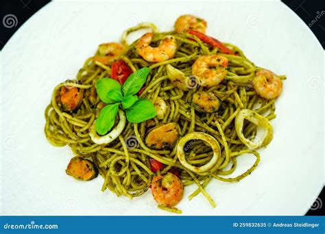 Mixed seafood pasta stock image. Image of fried, mare - 259832635