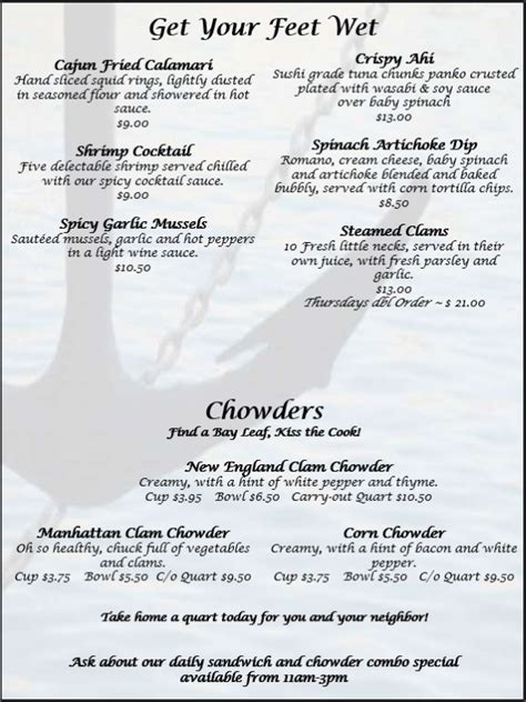 Menu | Chowder House