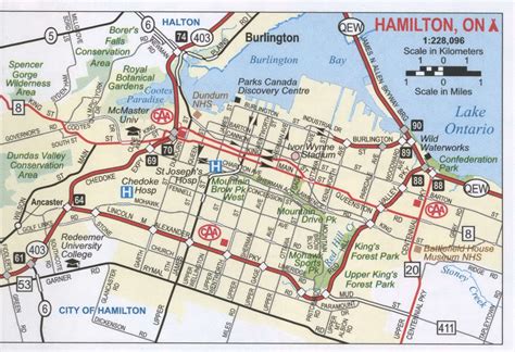 Map Hamilton ON and surrounding area, free printable map highway ...