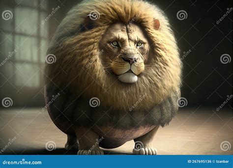 Fat Lion Illustration Generative Ai Stock Illustration - Illustration ...