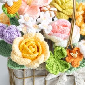 Handmade Crochet Flower Basket for Home Decor - Etsy