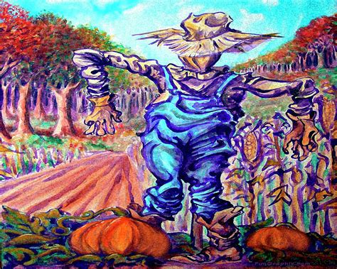 Scarecrow in Harvest Field Digital Art by Kevin Middleton - Fine Art America