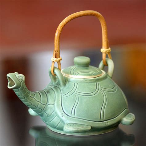 Novica Lingering Turtle Unique Ceramic Teapot | Wayfair