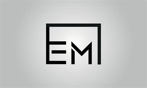 Letter EM logo design. EM logo with square shape in black colors vector free vector template ...