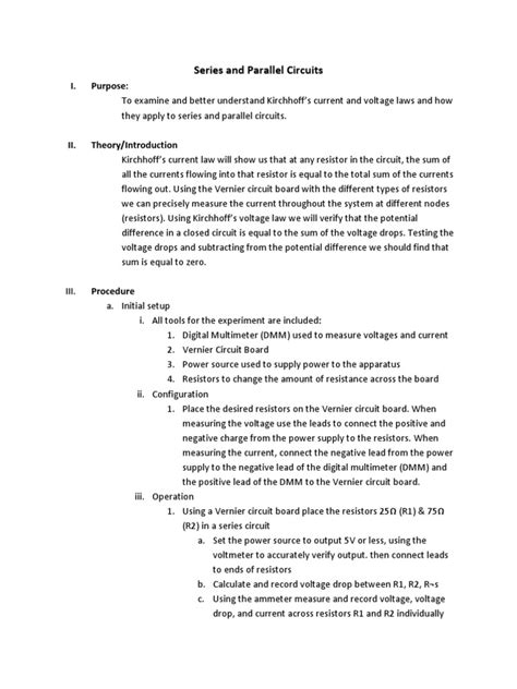Lab 5 Series and Parallel Circuits | PDF | Series And Parallel Circuits ...