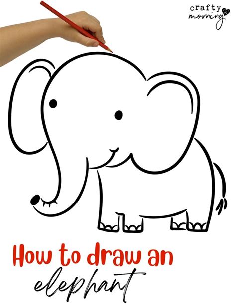 Easy Elephant Drawing- Step by Step Printable - Crafty Morning