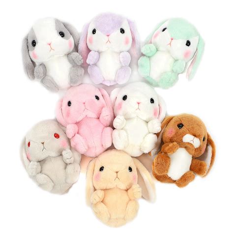 Amuse Bunny Plushie Cute Stuffed Animal Toy Purple / White 6 Inches