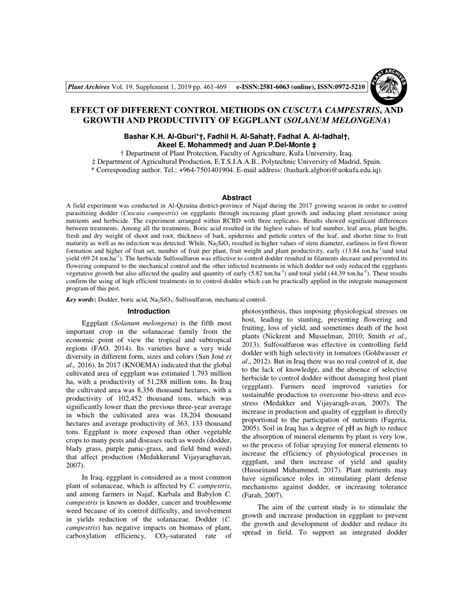 (PDF) Effect of different control methods on Cuscuta campestris, and growth and productivity of ...