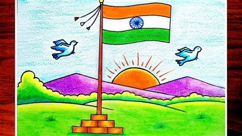 How To Draw Independence Day Scenery Drawing Of Indian Flag Tiranga | Images and Photos finder