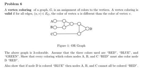 Solved Problem 6A vertex coloring of a graph, G, is an | Chegg.com