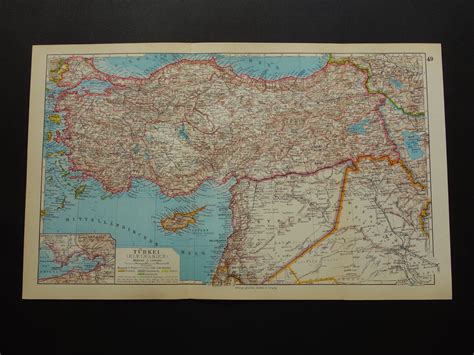 Old map of Turkey 1928 very detailed antique map of Asia Minor | Etsy