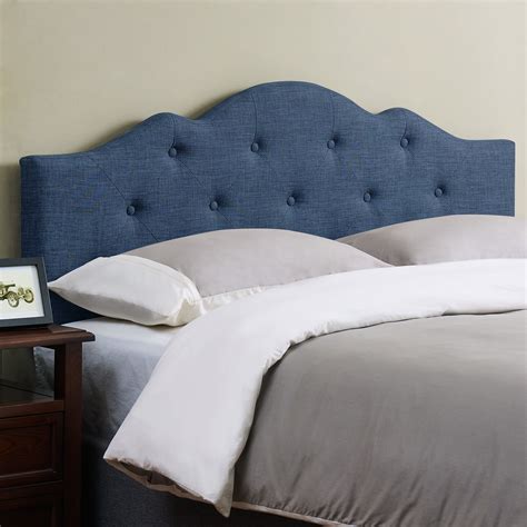 Adjustable Rounded Upholstered Cloth Headboard Padded Bed Tufted Full ...