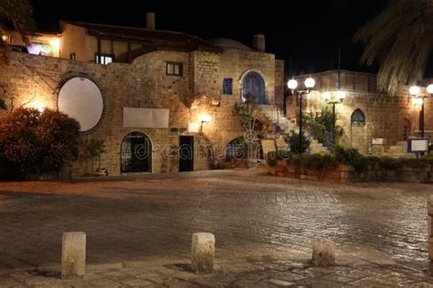 Old Street of Jaffa, Tel Aviv in the Night, Israel Stock Photo - Image ...