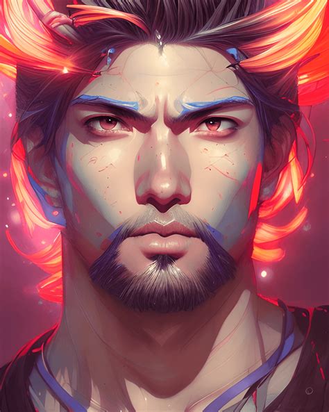 Anime Guy Warrior Portrait Painting · Creative Fabrica