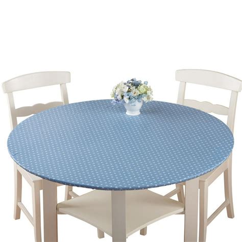 Fitted Elastic No-Slip Fit Table Cover with Soft Flannel Backing, Blue Print, Oval, Durable ...