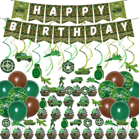 Buy Camouflage Birthday Decorations Army Soldier Military Theme Party ...