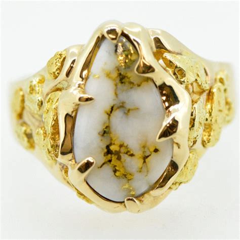 Men's Gold Nugget & Quartz Ring - Alaska Mint