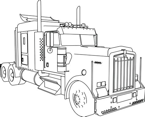 Peterbilt Semi Truck Coloring Page Drawing Sketch Coloring Page